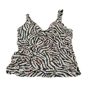 Swimsuits For All Tankini Swim Top 22 Black Floral Slimming Ruched Underwire